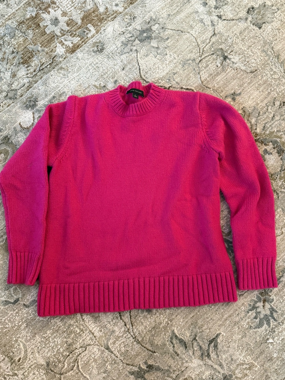 Ann Taylor Bright Pink Crewneck Sweater
